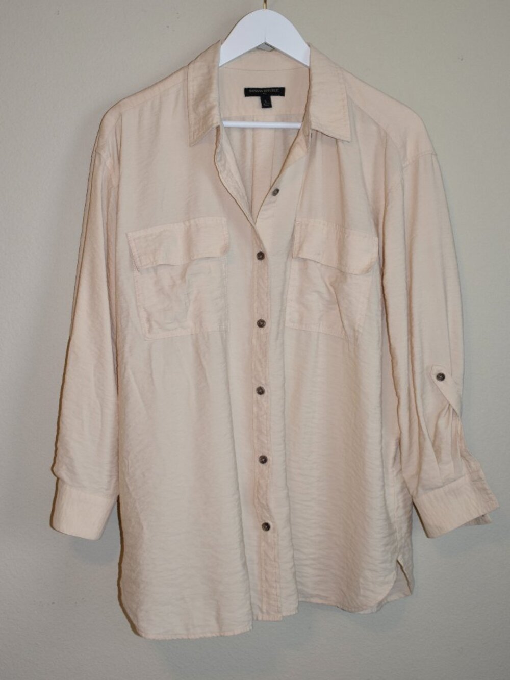 Banana Republic Blush Textured Utility Button-Up Shirt Size L